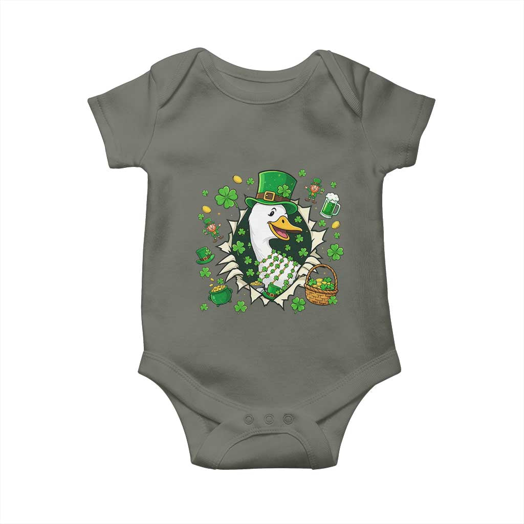 Funny Silly Irish Goose Baby Onesie St Patricks Day Celebration TS12 Military Green Print Your Wear