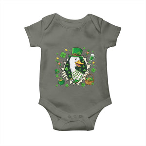 Funny Silly Irish Goose Baby Onesie St Patricks Day Celebration TS12 Military Green Print Your Wear