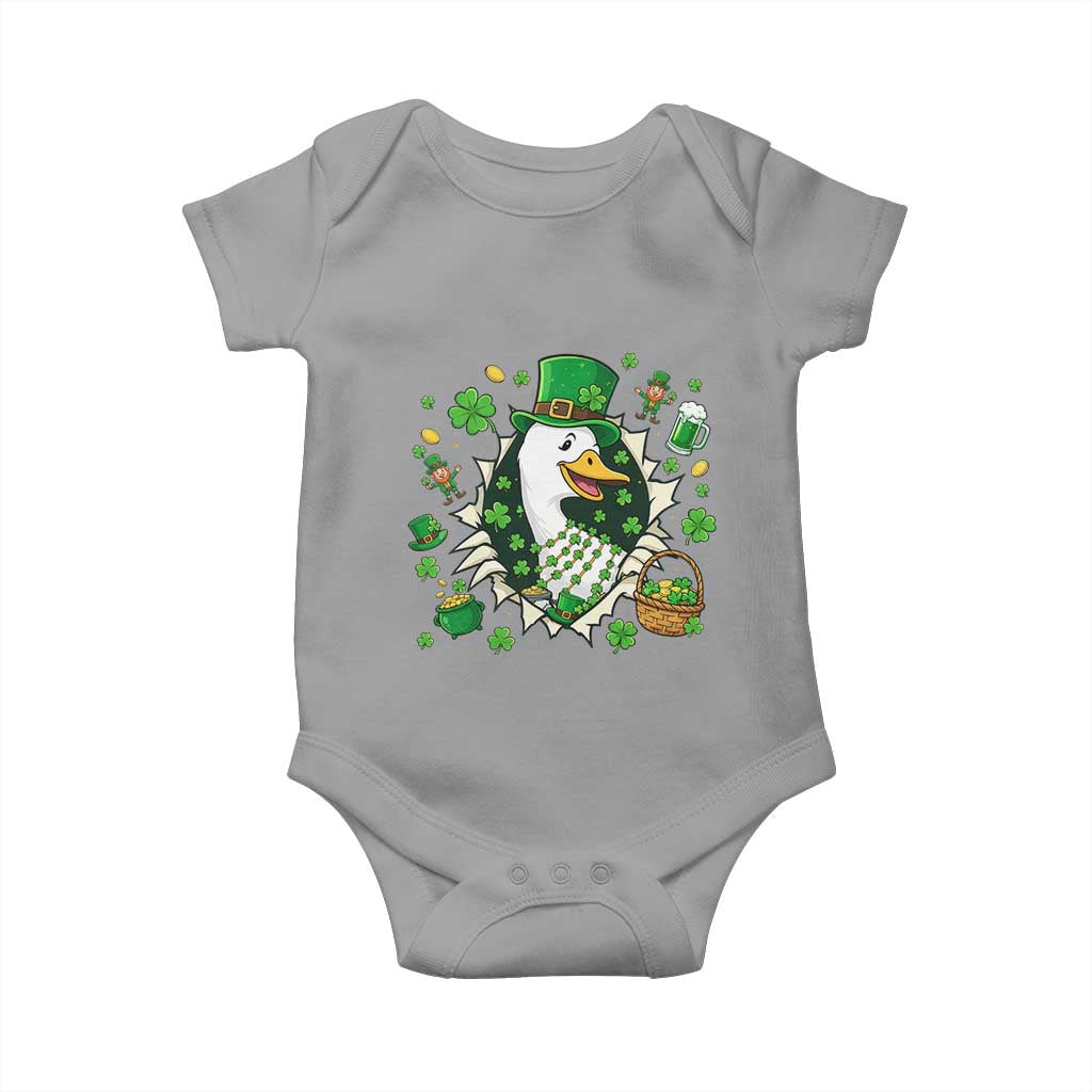 Funny Silly Irish Goose Baby Onesie St Patricks Day Celebration TS12 Sport Gray Print Your Wear