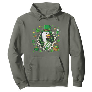 Funny Silly Irish Goose Hoodie St Patricks Day Celebration TS12 Military Green Print Your Wear