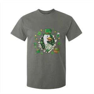 Funny Silly Irish Goose T Shirt For Kid St Patricks Day Celebration TS12 Military Green Print Your Wear