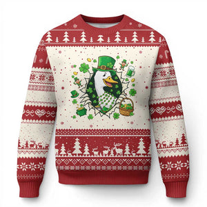 Funny Silly Irish Goose Ugly Christmas Sweater St Patricks Day Celebration TS12 Beige Red Print Your Wear