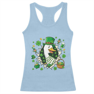 Funny Silly Irish Goose Racerback Tank Top St Patricks Day Celebration TS12 Light Blue Print Your Wear