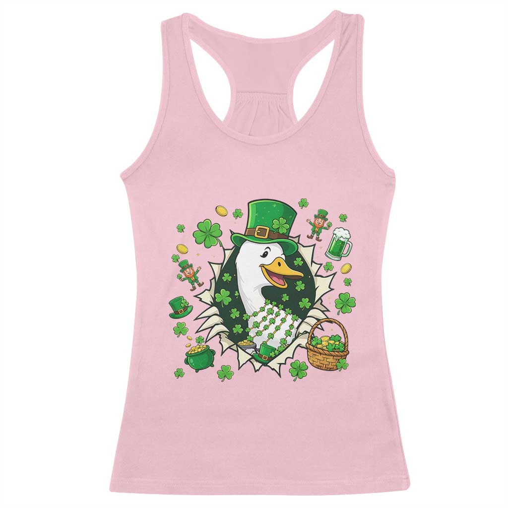 Funny Silly Irish Goose Racerback Tank Top St Patricks Day Celebration TS12 Light Pink Print Your Wear