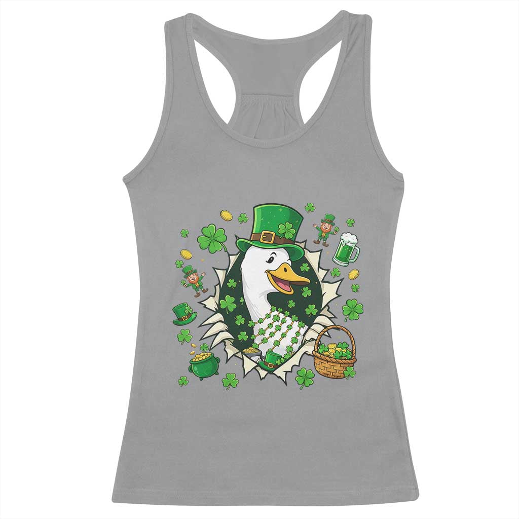 Funny Silly Irish Goose Racerback Tank Top St Patricks Day Celebration TS12 Sport Gray Print Your Wear