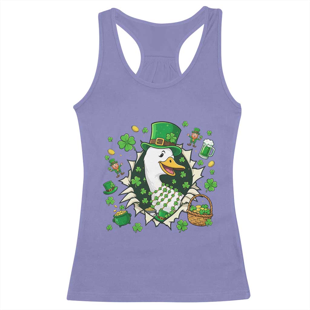 Funny Silly Irish Goose Racerback Tank Top St Patricks Day Celebration TS12 Violet Print Your Wear