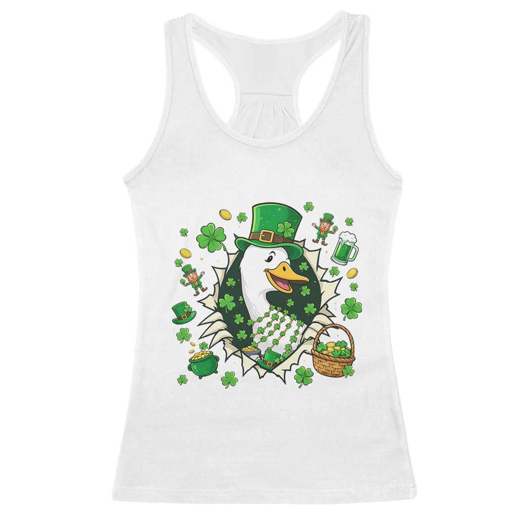 Funny Silly Irish Goose Racerback Tank Top St Patricks Day Celebration TS12 White Print Your Wear