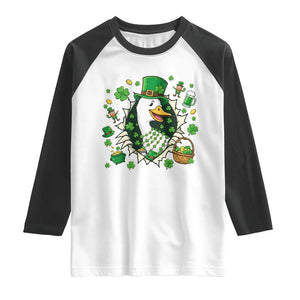 Funny Silly Irish Goose Raglan Shirt St Patricks Day Celebration TS12 White Black Print Your Wear