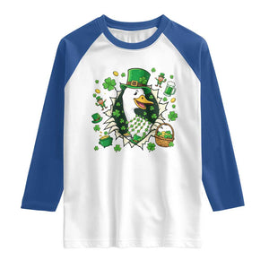 Funny Silly Irish Goose Raglan Shirt St Patricks Day Celebration TS12 White Royal Print Your Wear