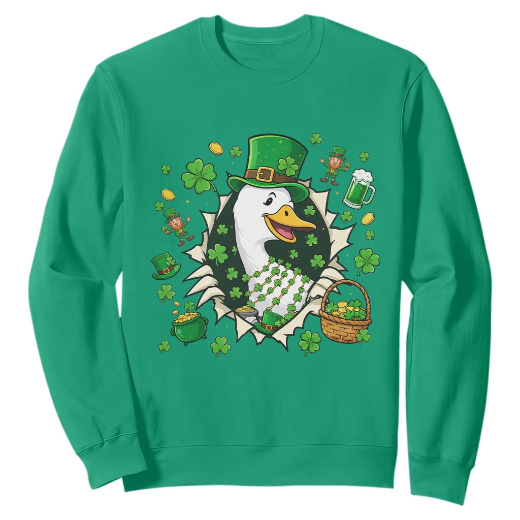 Funny Silly Irish Goose Sweatshirt St Patricks Day Celebration TS12 Irish Green Print Your Wear