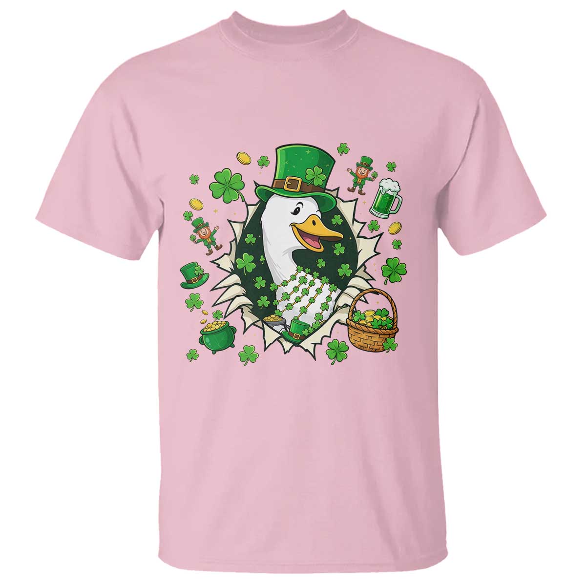 Funny Silly Irish Goose T Shirt St Patricks Day Celebration TS12 Light Pink Print Your Wear