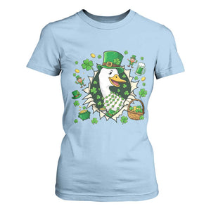 Funny Silly Irish Goose T Shirt For Women St Patricks Day Celebration TS12 Light Blue Print Your Wear
