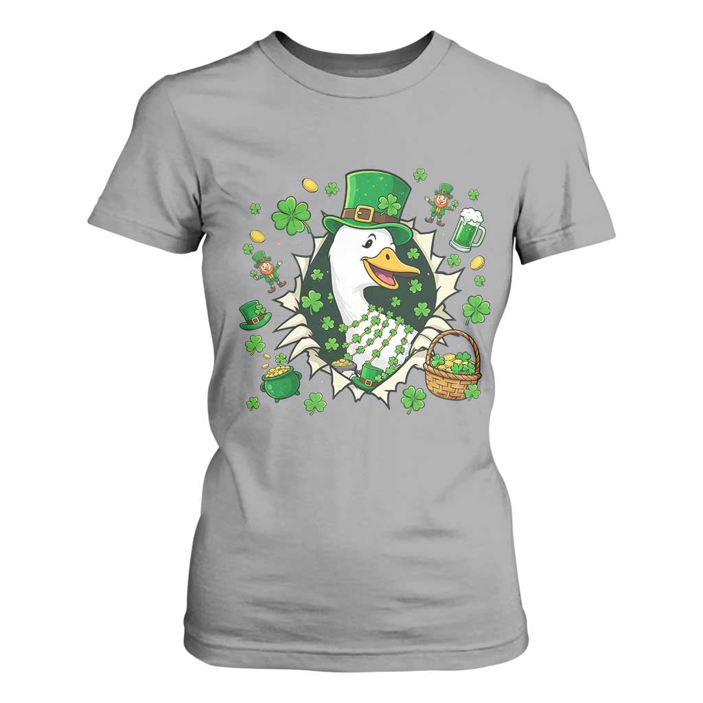 Funny Silly Irish Goose T Shirt For Women St Patricks Day Celebration TS12 Sport Gray Print Your Wear