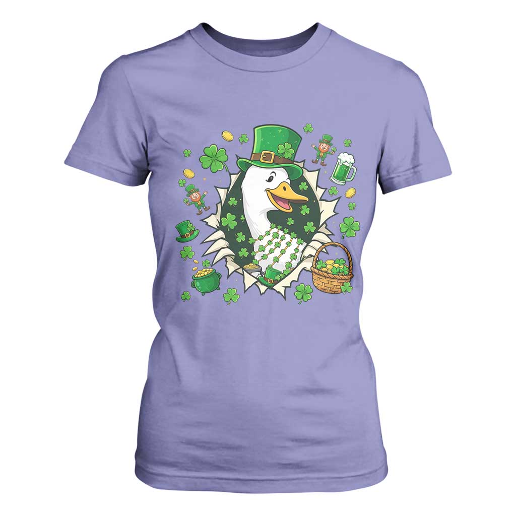 Funny Silly Irish Goose T Shirt For Women St Patricks Day Celebration TS12 Violet Print Your Wear