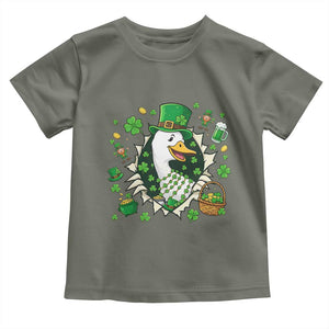 Funny Silly Irish Goose Toddler T Shirt St Patricks Day Celebration TS12 Military Green Print Your Wear