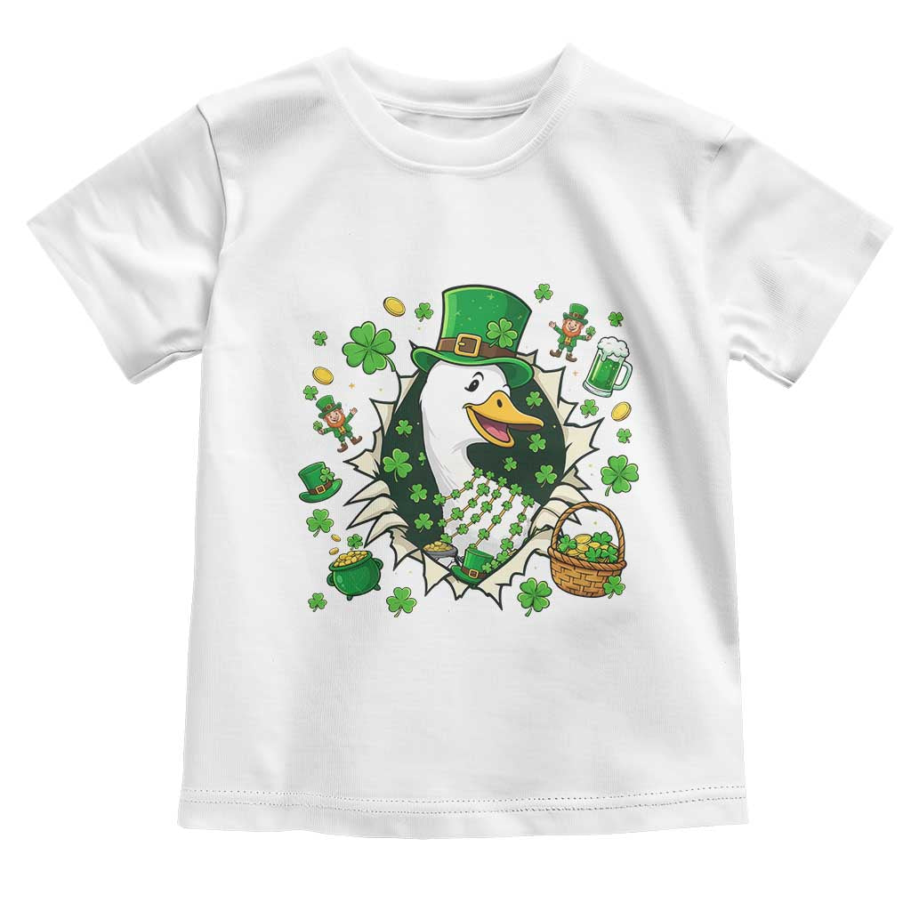 Funny Silly Irish Goose Toddler T Shirt St Patricks Day Celebration TS12 White Print Your Wear