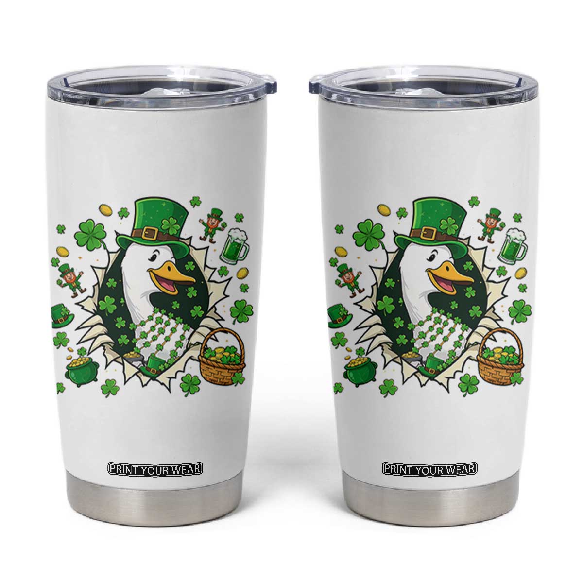 Funny Silly Irish Goose Tumbler Cup St Patricks Day Celebration TS12 White Print Your Wear