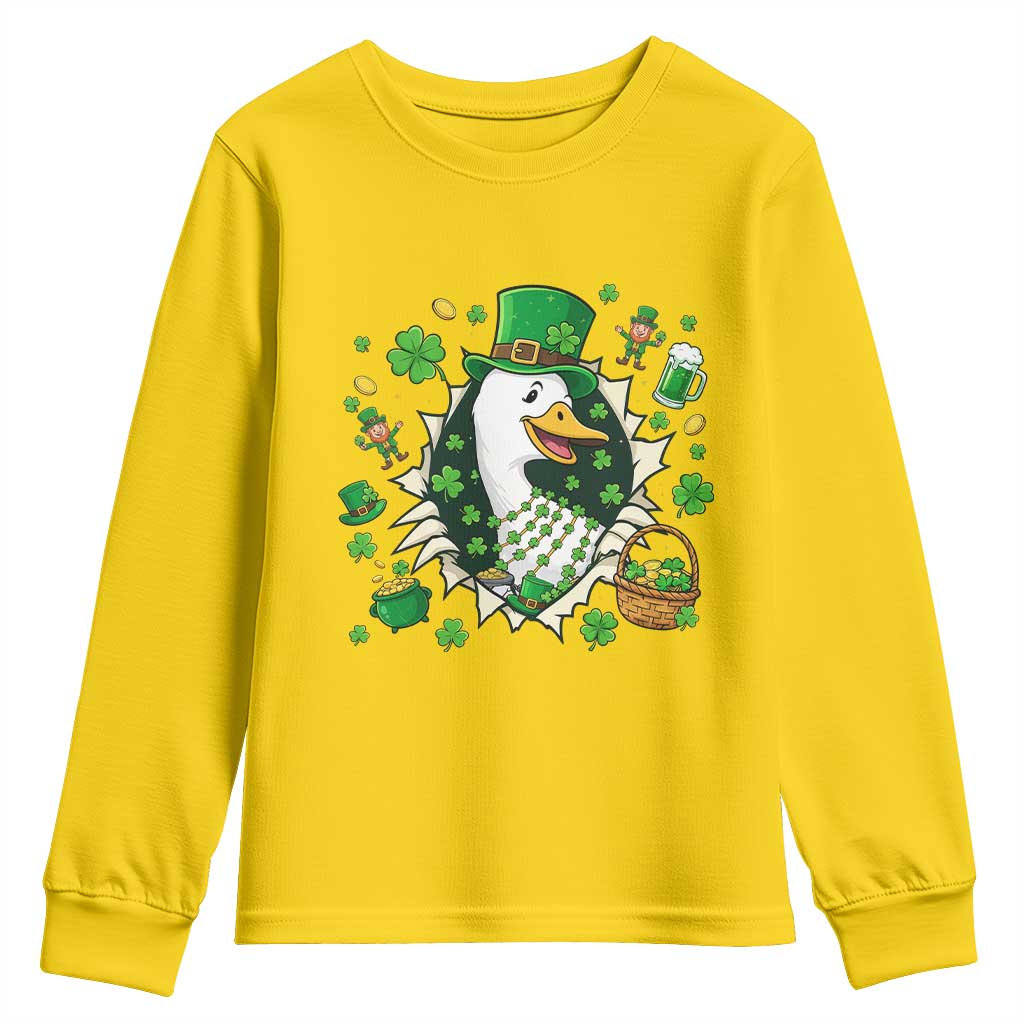Funny Silly Irish Goose Youth Sweatshirt St Patricks Day Celebration TS12 Daisy Print Your Wear
