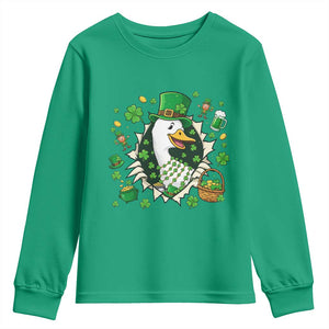 Funny Silly Irish Goose Youth Sweatshirt St Patricks Day Celebration TS12 Irish Green Print Your Wear