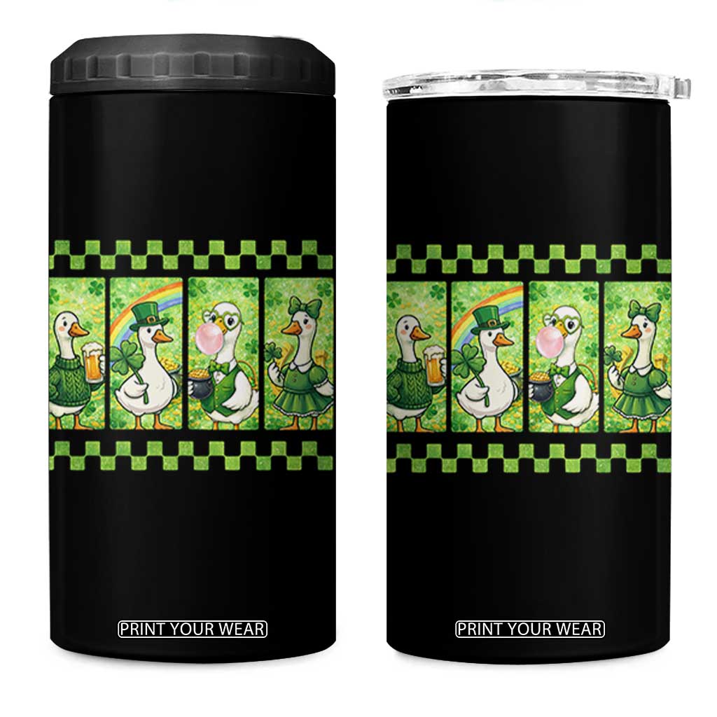 Funny Silly Irish Goose 4 in 1 Can Cooler Tumbler St Patricks Day Goose Lover Gift TS12 One Size: 16 oz Black Print Your Wear
