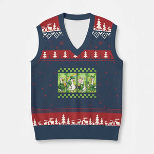 Funny Silly Irish Goose V-Neck Knit Sweater Vest St Patricks Day Goose Lover Gift TS12 Navy Red Print Your Wear