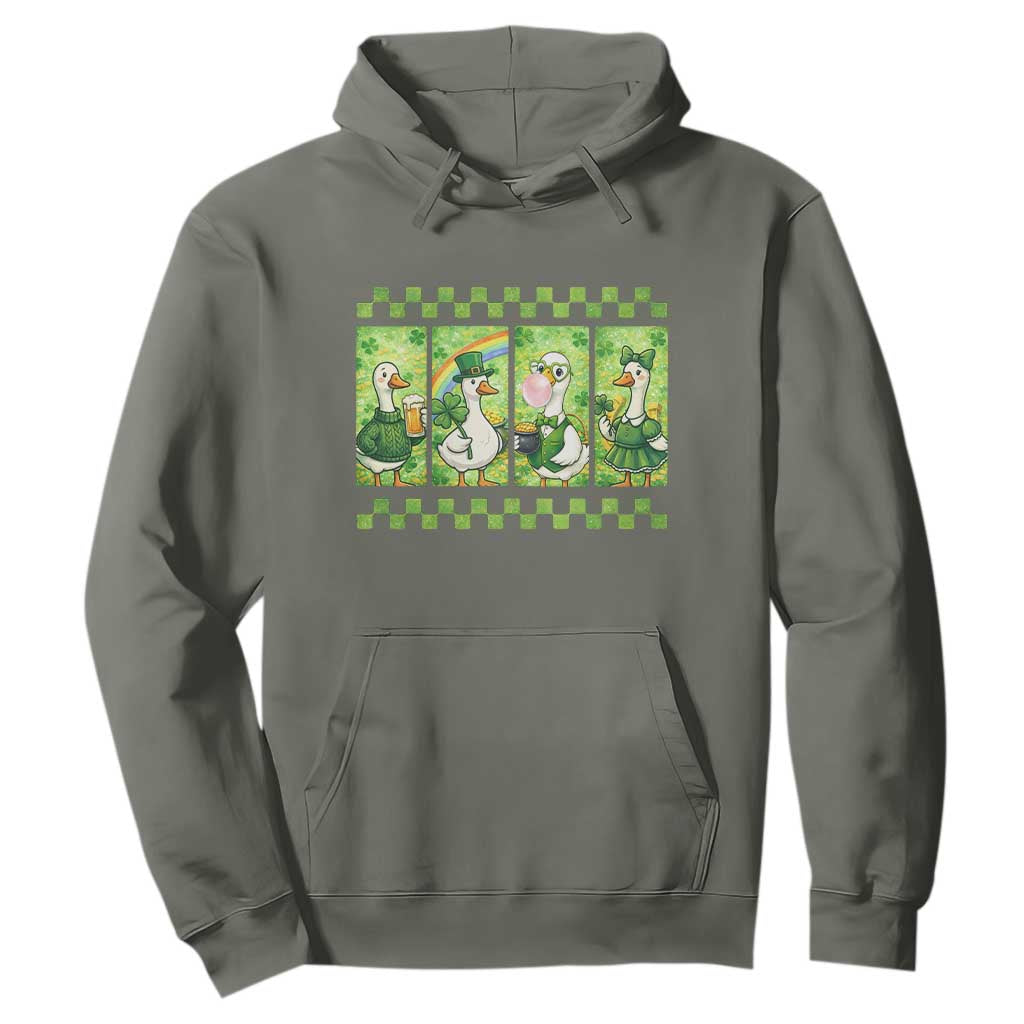 Funny Silly Irish Goose Hoodie St Patricks Day Goose Lover Gift TS12 Military Green Print Your Wear