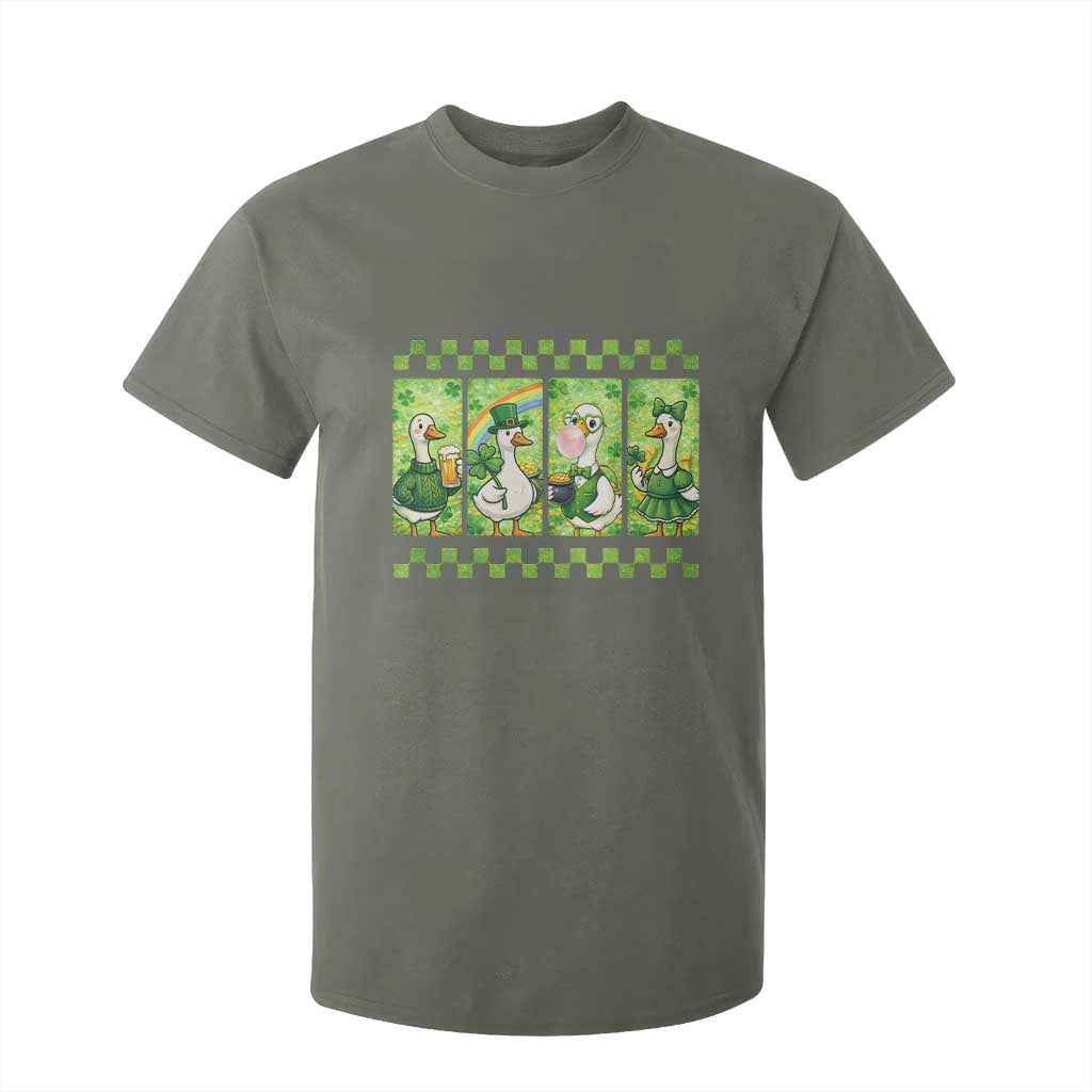 Funny Silly Irish Goose T Shirt For Kid St Patricks Day Goose Lover Gift TS12 Military Green Print Your Wear