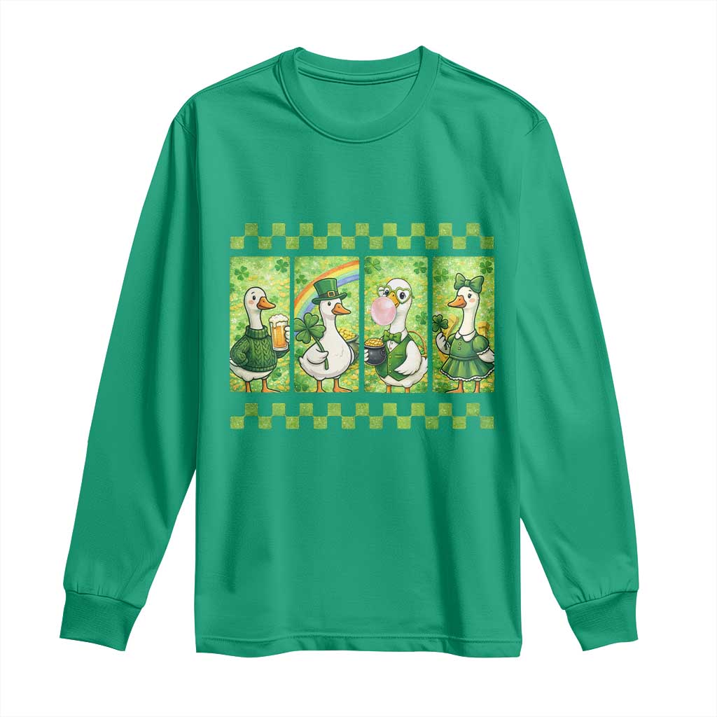 Funny Silly Irish Goose Long Sleeve Shirt St Patricks Day Goose Lover Gift TS12 Irish Green Print Your Wear