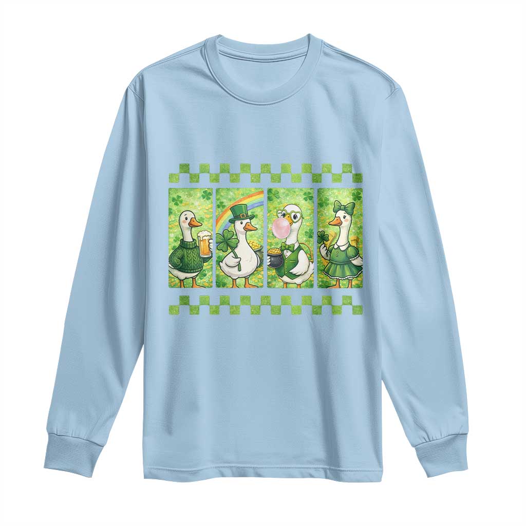 Funny Silly Irish Goose Long Sleeve Shirt St Patricks Day Goose Lover Gift TS12 Light Blue Print Your Wear
