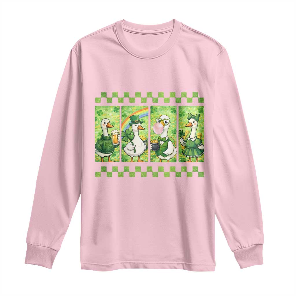 Funny Silly Irish Goose Long Sleeve Shirt St Patricks Day Goose Lover Gift TS12 Light Pink Print Your Wear
