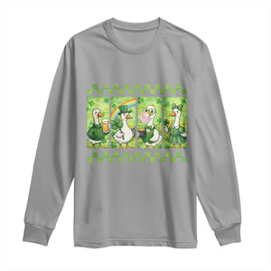 Funny Silly Irish Goose Long Sleeve Shirt St Patricks Day Goose Lover Gift TS12 Sport Gray Print Your Wear