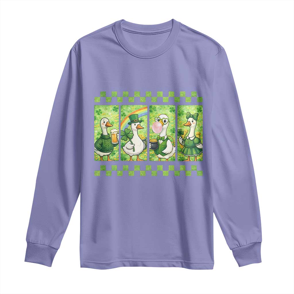 Funny Silly Irish Goose Long Sleeve Shirt St Patricks Day Goose Lover Gift TS12 Violet Print Your Wear