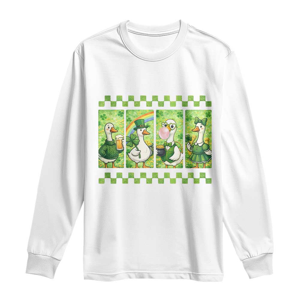 Funny Silly Irish Goose Long Sleeve Shirt St Patricks Day Goose Lover Gift TS12 White Print Your Wear