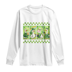 Funny Silly Irish Goose Long Sleeve Shirt St Patricks Day Goose Lover Gift TS12 White Print Your Wear