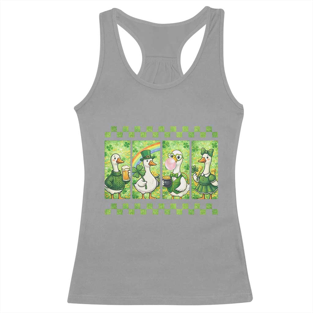 Funny Silly Irish Goose Racerback Tank Top St Patricks Day Goose Lover Gift TS12 Sport Gray Print Your Wear
