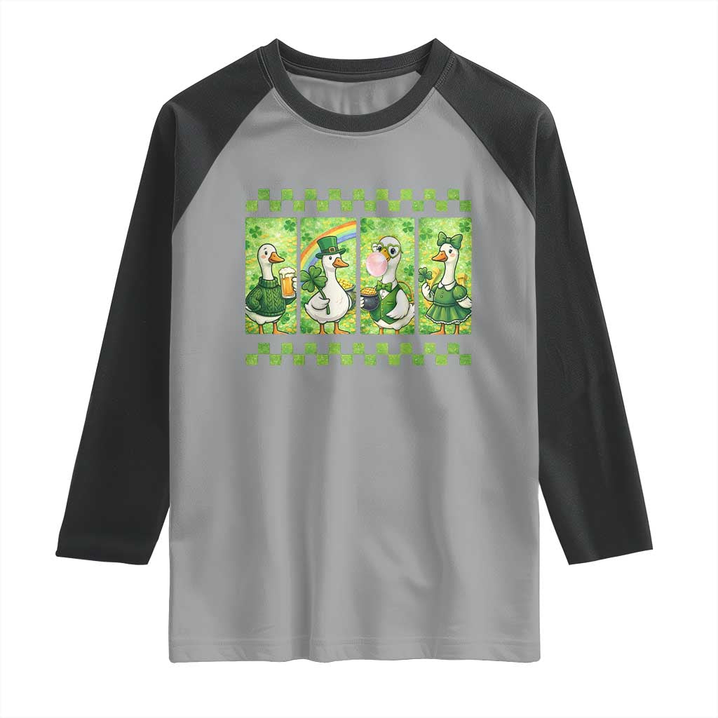 Funny Silly Irish Goose Raglan Shirt St Patricks Day Goose Lover Gift TS12 Sport Gray Black Print Your Wear