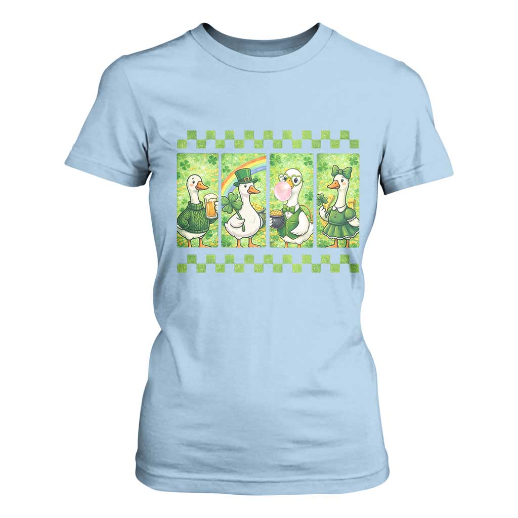 Funny Silly Irish Goose T Shirt For Women St Patricks Day Goose Lover Gift TS12 Light Blue Print Your Wear