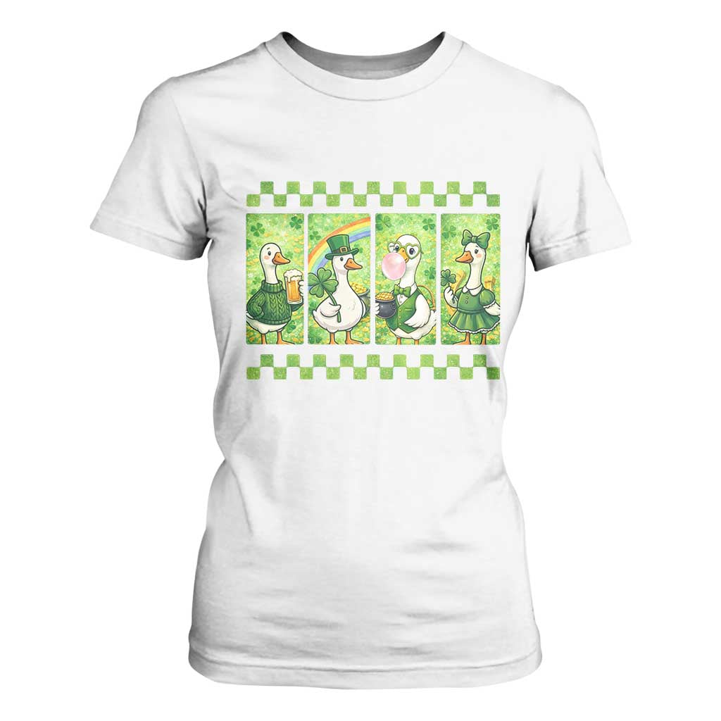 Funny Silly Irish Goose T Shirt For Women St Patricks Day Goose Lover Gift TS12 White Print Your Wear