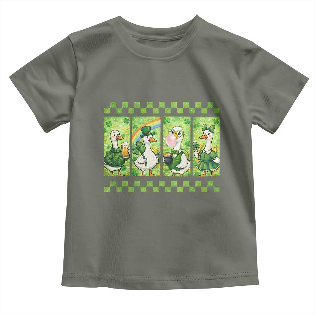 Funny Silly Irish Goose Toddler T Shirt St Patricks Day Goose Lover Gift TS12 Military Green Print Your Wear