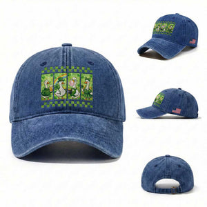 Funny Silly Irish Goose Washed Cotton Baseball Cap St Patricks Day Goose Lover Gift TS12 Washed Cap Universal Fit Royal Blue Print Your Wear