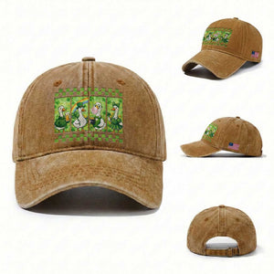 Funny Silly Irish Goose Washed Cotton Baseball Cap St Patricks Day Goose Lover Gift TS12 Washed Cap Universal Fit Yellow Ochre Print Your Wear