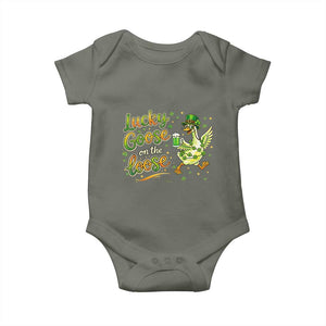 Retro Clover Duck Baby Onesie Lucky Goose On The Loose TS12 Military Green Print Your Wear