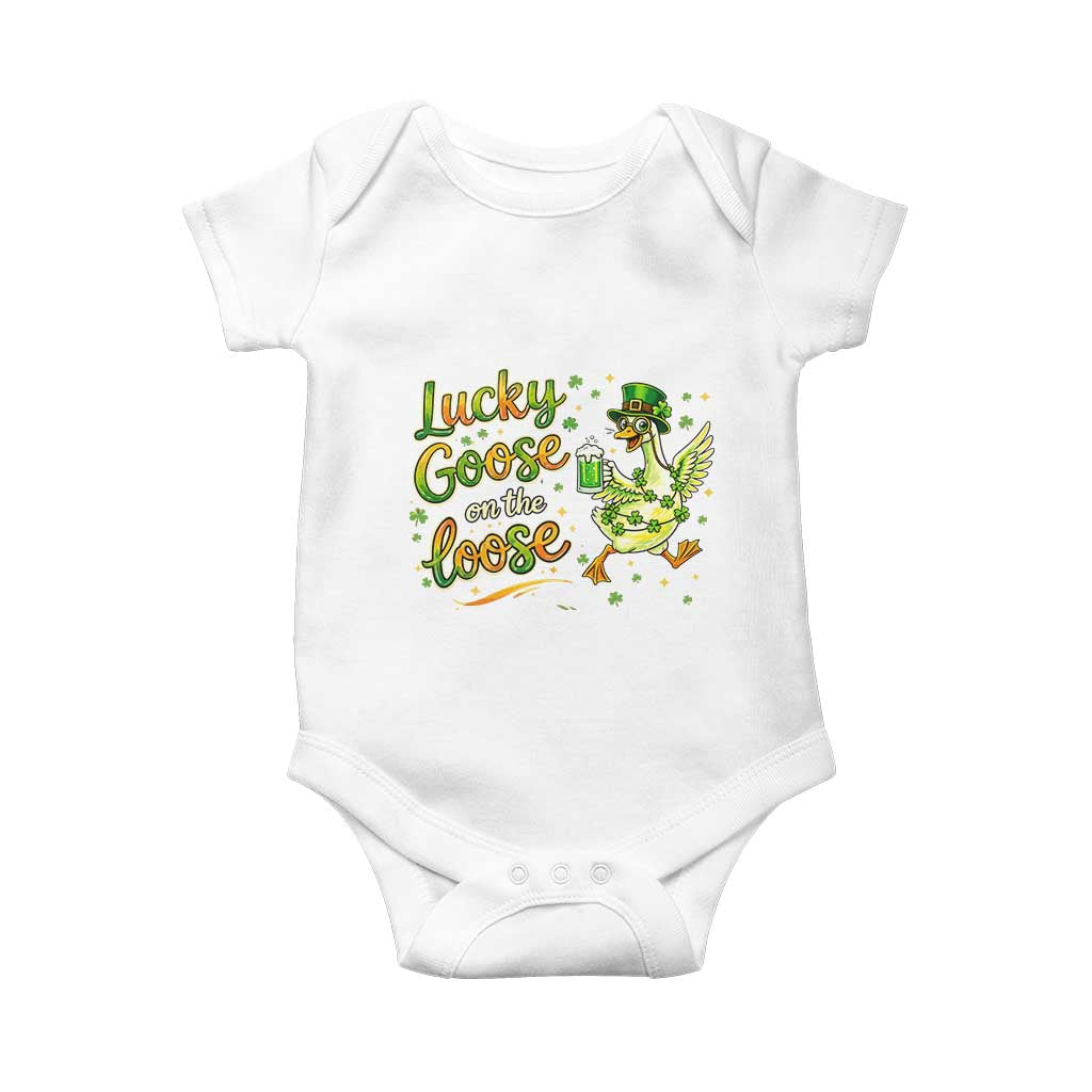 Retro Clover Duck Baby Onesie Lucky Goose On The Loose TS12 White Print Your Wear