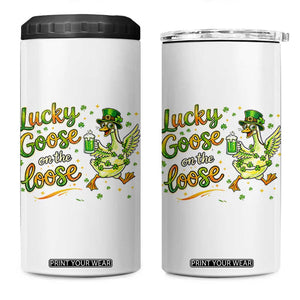 Retro Clover Duck 4 in 1 Can Cooler Tumbler Lucky Goose On The Loose TS12 One Size: 16 oz White Print Your Wear