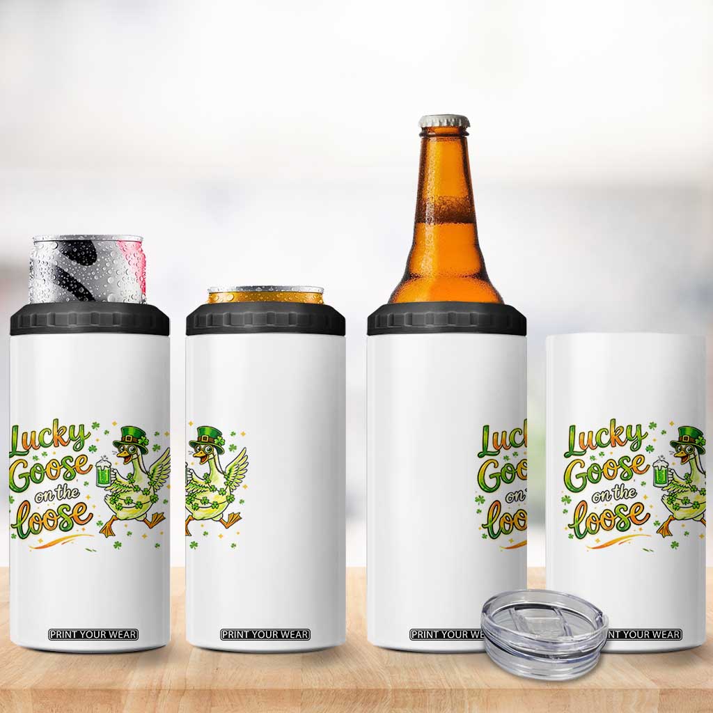 Retro Clover Duck 4 in 1 Can Cooler Tumbler Lucky Goose On The Loose TS12 Print Your Wear