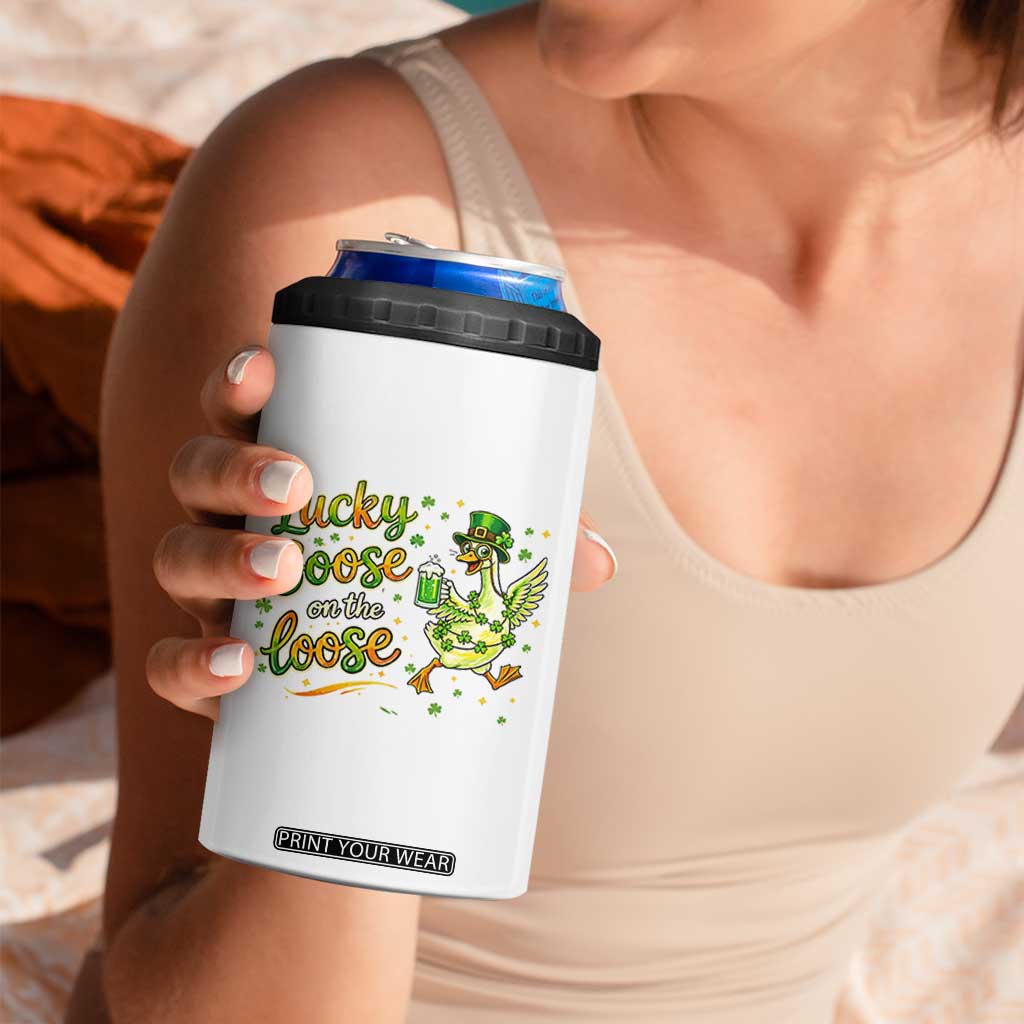 Retro Clover Duck 4 in 1 Can Cooler Tumbler Lucky Goose On The Loose TS12 Print Your Wear