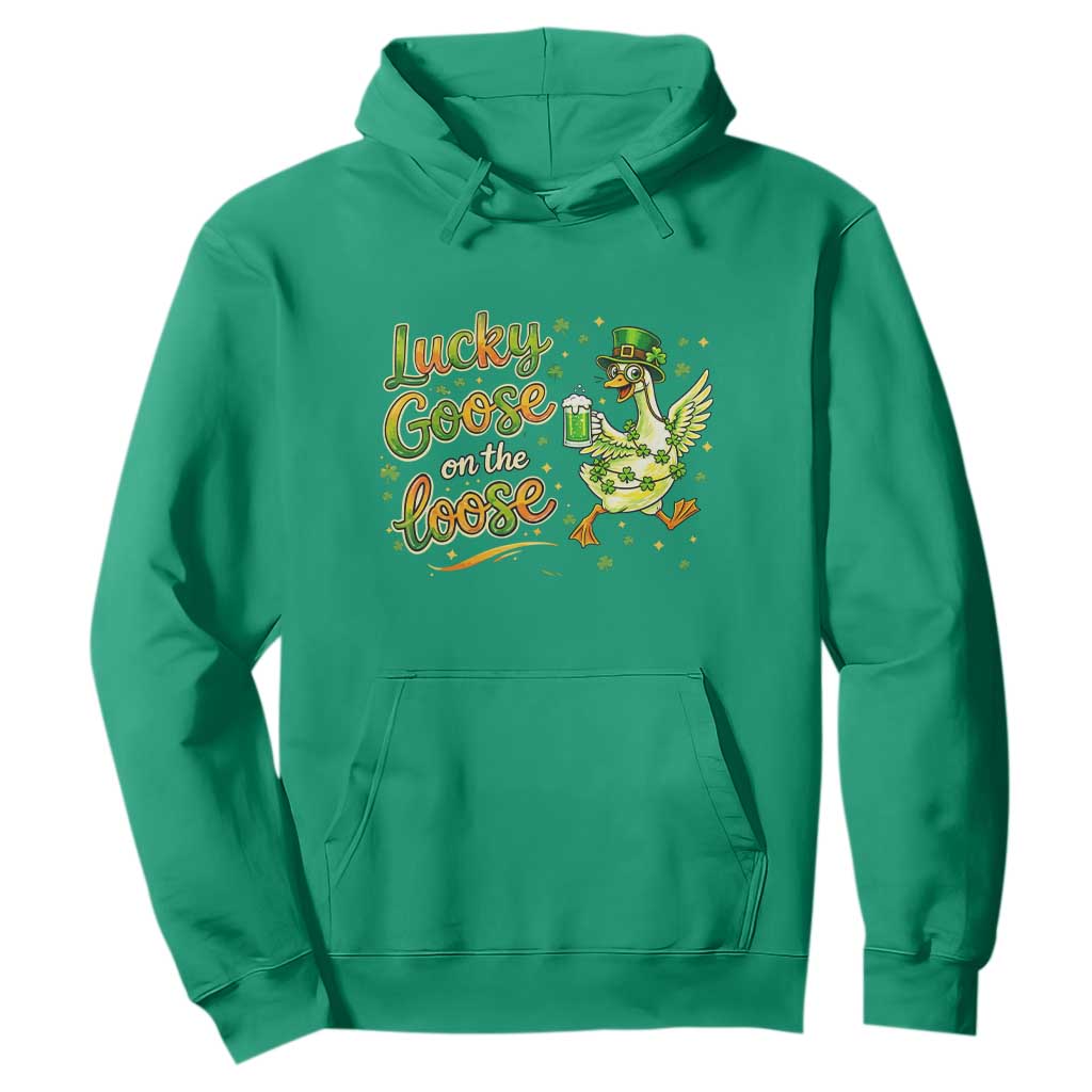 Retro Clover Duck Hoodie Lucky Goose On The Loose TS12 Irish Green Print Your Wear