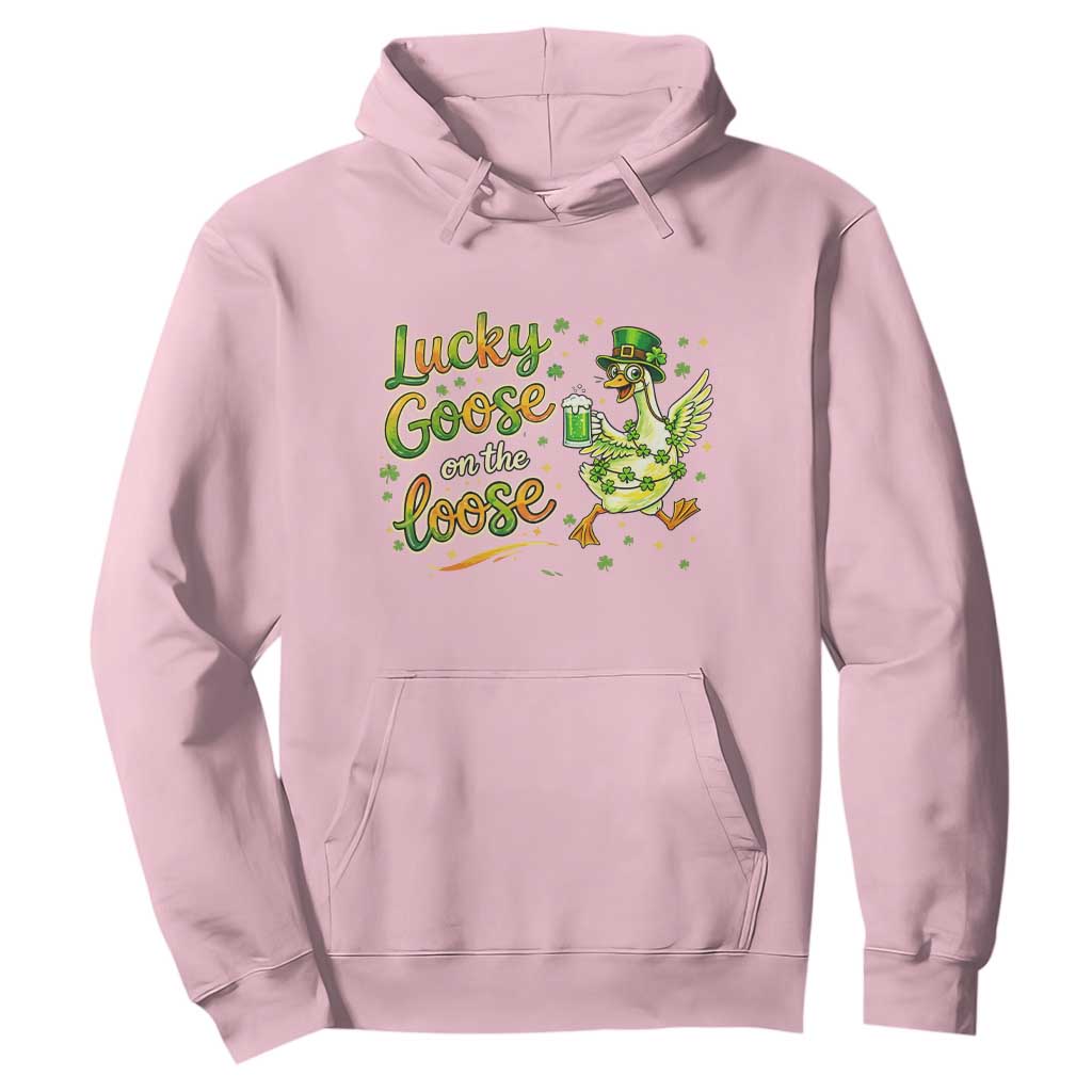 Retro Clover Duck Hoodie Lucky Goose On The Loose TS12 Light Pink Print Your Wear