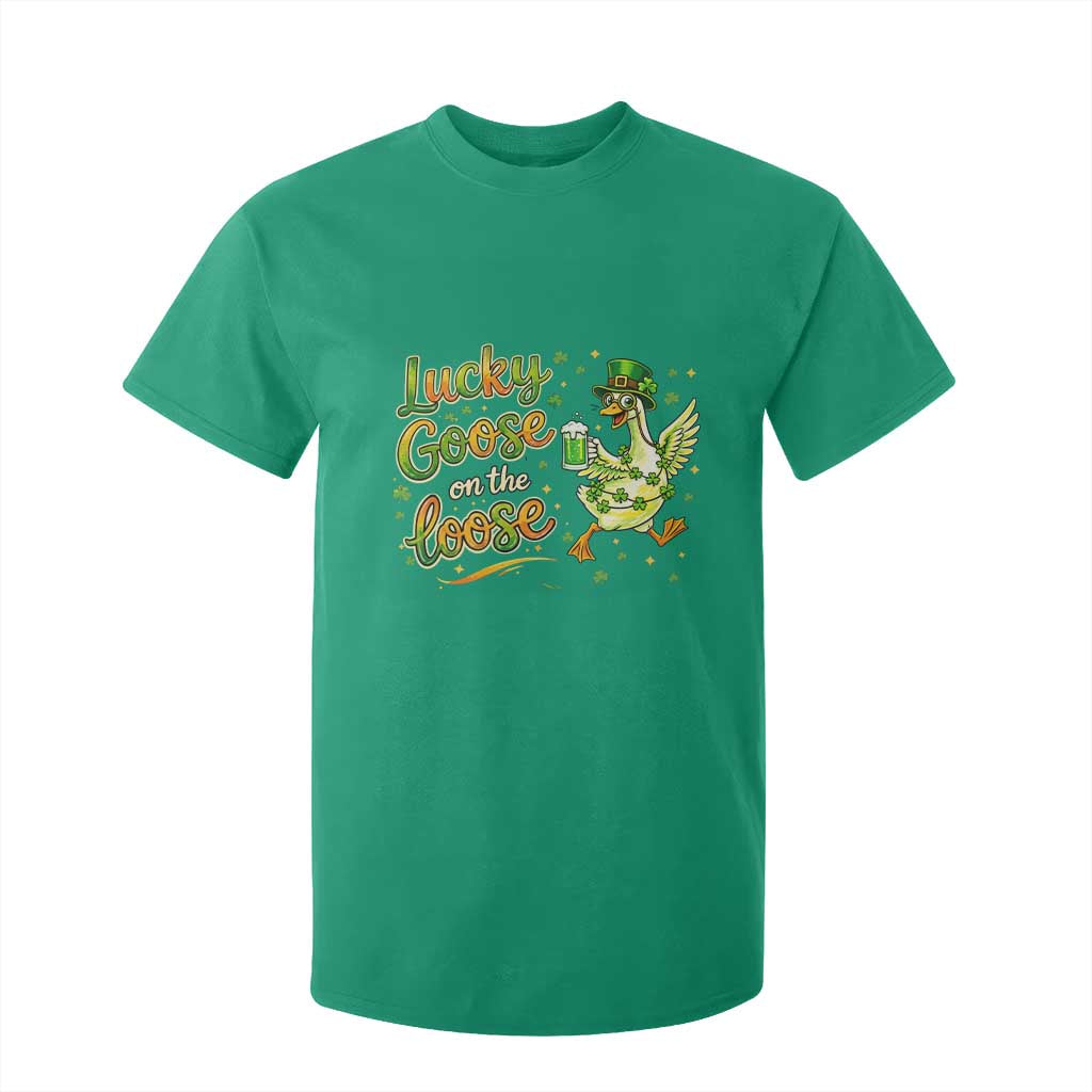 Retro Clover Duck T Shirt For Kid Lucky Goose On The Loose TS12 Irish Green Print Your Wear