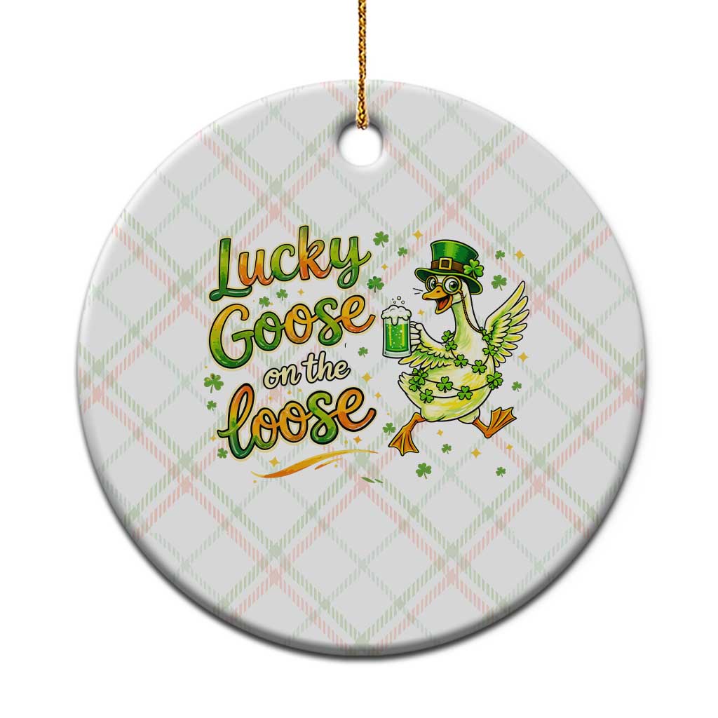 Retro Clover Duck Ceramic Ornament Lucky Goose On The Loose TS12 1pc Christmas Plaid Print Your Wear